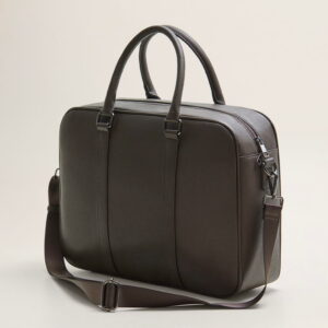 Zip-pockets pebbled tote briefcase