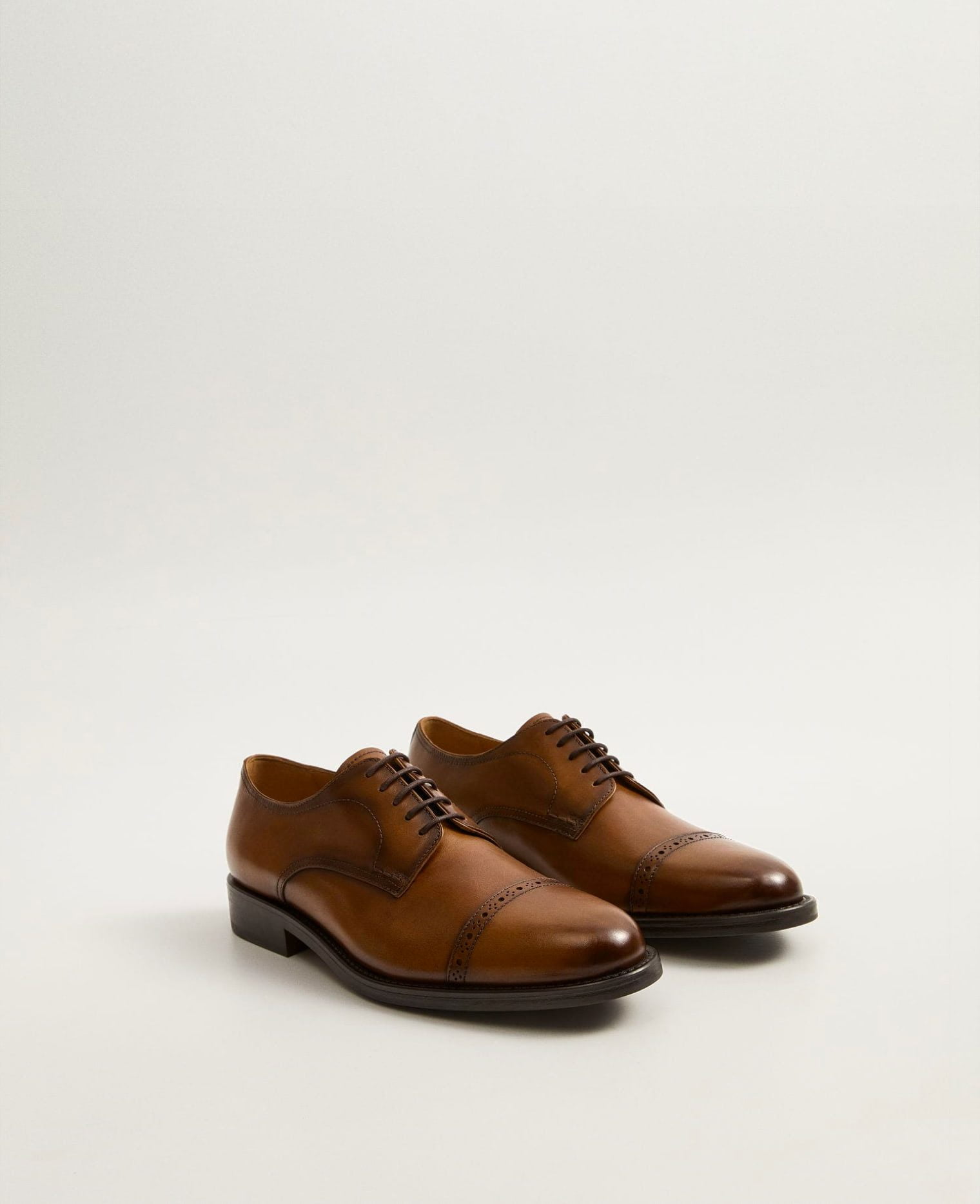 Laser-cut leather blucher shoes